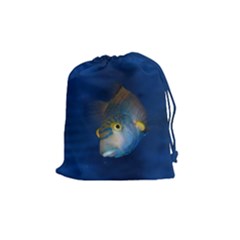 Fish Blue Animal Water Nature Drawstring Pouches (medium)  by Amaryn4rt
