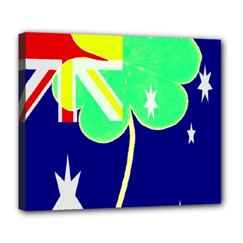 Irish Australian Australia Ireland Shamrock Funny St Patrick Flag Deluxe Canvas 24  X 20   by yoursparklingshop