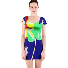 Irish Australian Australia Ireland Shamrock Funny St Patrick Flag Short Sleeve Bodycon Dress by yoursparklingshop