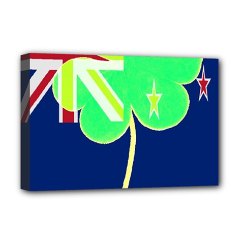 IrishShamrock New Zealand Ireland Funny St Patrick Flag Deluxe Canvas 18  x 12  