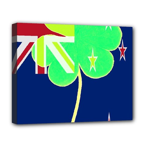 IrishShamrock New Zealand Ireland Funny St Patrick Flag Deluxe Canvas 20  x 16  