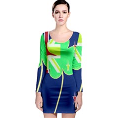 IrishShamrock New Zealand Ireland Funny St Patrick Flag Long Sleeve Bodycon Dress