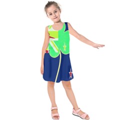 Irish Shamrock New Zealand Ireland Funny St. Patrick Flag Kids  Sleeveless Dress