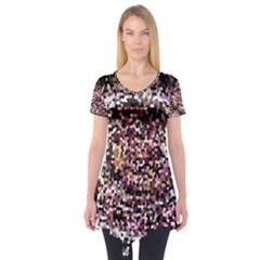 Mosaic Colorful Abstract Circular Short Sleeve Tunic 