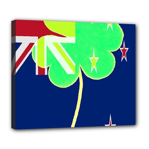 Irish Shamrock New Zealand Ireland Funny St Patrick Flag Deluxe Canvas 24  x 20  