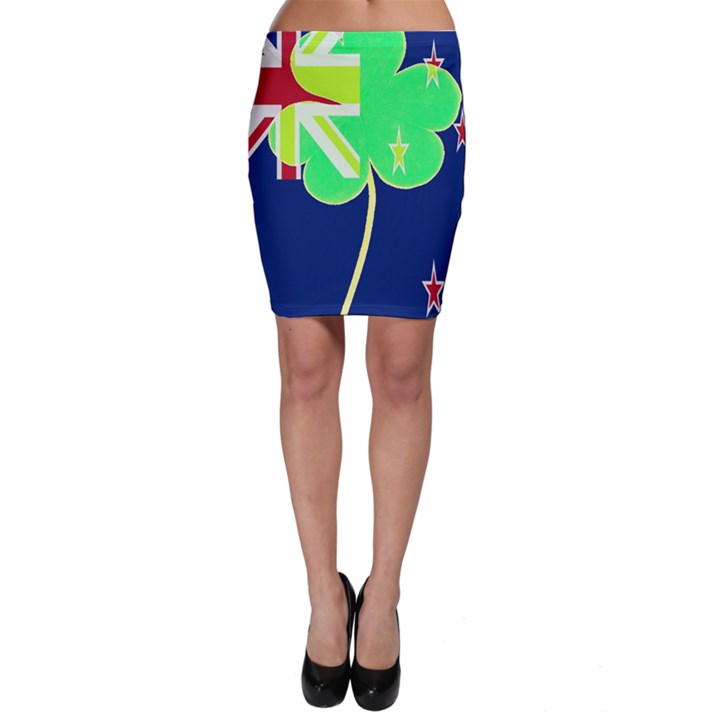 Irish Shamrock New Zealand Ireland Funny St Patrick Flag Bodycon Skirt