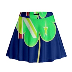 Irish Shamrock New Zealand Ireland Funny St Patrick Flag Mini Flare Skirt by yoursparklingshop