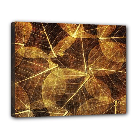 Leaves Autumn Texture Brown Canvas 14  X 11  by Amaryn4rt