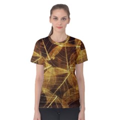 Leaves Autumn Texture Brown Women s Cotton Tee