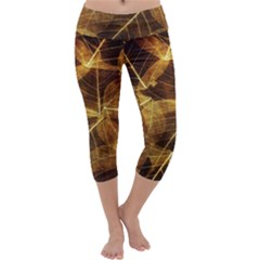 Leaves Autumn Texture Brown Capri Yoga Leggings by Amaryn4rt