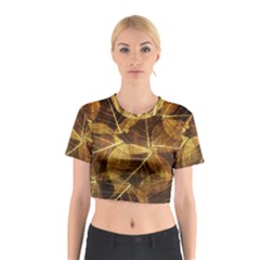 Leaves Autumn Texture Brown Cotton Crop Top by Amaryn4rt