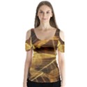 Leaves Autumn Texture Brown Butterfly Sleeve Cutout Tee  View1