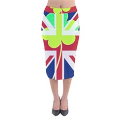 Irish British Shamrock United Kingdom Ireland Funny St  Patrick Flag Velvet Midi Pencil Skirt by yoursparklingshop
