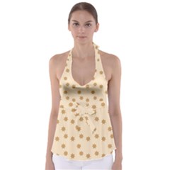 Pattern Gingerbread Star Babydoll Tankini Top