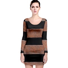 Stainless Rust Texture Background Long Sleeve Bodycon Dress by Amaryn4rt