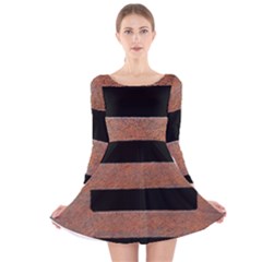 Stainless Rust Texture Background Long Sleeve Velvet Skater Dress by Amaryn4rt