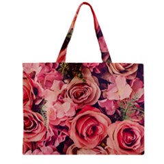 Beautiful Pink Roses Zipper Mini Tote Bag by Brittlevirginclothing