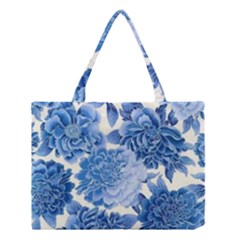 Blue Toned Flowers Medium Tote Bag by Brittlevirginclothing