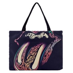 The Rolling Stones Glowing Logo Medium Zipper Tote Bag by Brittlevirginclothing