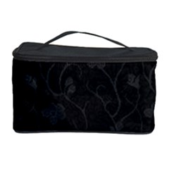 Dark Silevered Flowers Pattern Cosmetic Storage Case by Brittlevirginclothing