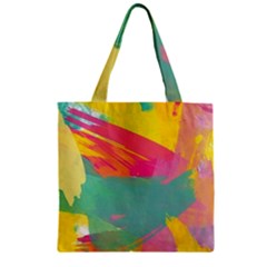 Colorful Paint Brush  Zipper Grocery Tote Bag by Brittlevirginclothing