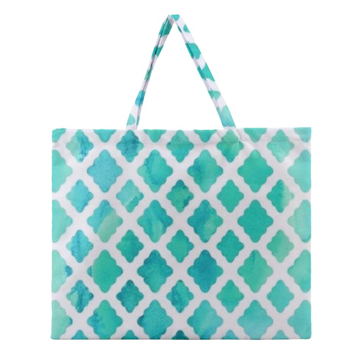 Blue mosaic  Zipper Large Tote Bag