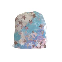 Pastel Colored Stars  Drawstring Pouches (large)  by Brittlevirginclothing
