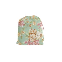 Vintage Pastel Flowers Drawstring Pouches (small) 