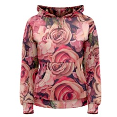 Beautiful Pink Roses  Women s Pullover Hoodie by Brittlevirginclothing