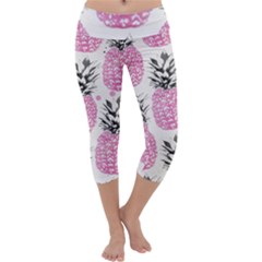 Cute Pink Pineapple  Capri Yoga Leggings