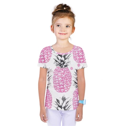 Cute Pink Pineapple  Kids  One Piece Tee by Brittlevirginclothing