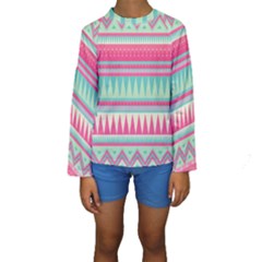 Lovely Pink Bohemian Kids  Long Sleeve Swimwear