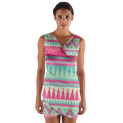 Lovely Pink Bohemian Wrap Front Bodycon Dress