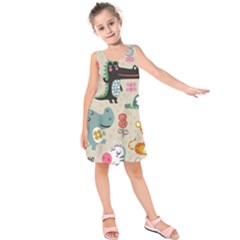 Cute Cartoon Animals Kids  Sleeveless Dress