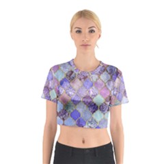 Blue Moroccan Mosaic Cotton Crop Top by Brittlevirginclothing