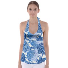 Blue Flowers Babydoll Tankini Top