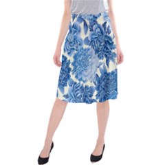 Blue Flowers Midi Beach Skirt