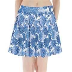 Blue Flowers Pleated Mini Skirt by Brittlevirginclothing