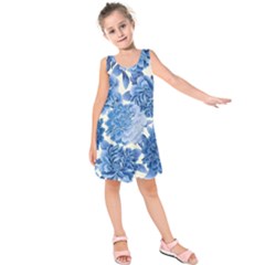 Blue Flowers Kids  Sleeveless Dress