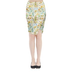 Pastel Flowers Midi Wrap Pencil Skirt by Brittlevirginclothing