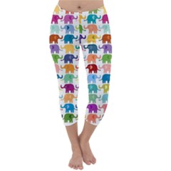 Colorful Small Elephants Capri Winter Leggings  by Brittlevirginclothing