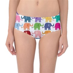 Colorful Small Elephants Mid-waist Bikini Bottoms by Brittlevirginclothing