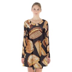 Delicious Snacks Long Sleeve Velvet V-neck Dress by Brittlevirginclothing