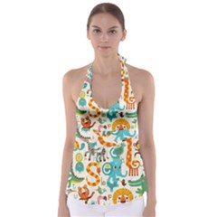 Cute Cartoon Animals Babydoll Tankini Top by Brittlevirginclothing