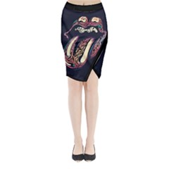 The Rolling Stones Glowing Midi Wrap Pencil Skirt by Brittlevirginclothing