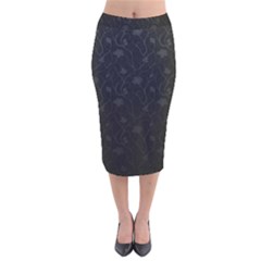 Dark Silvered Flower Velvet Midi Pencil Skirt by Brittlevirginclothing