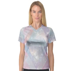 Pastel Colored Crystal Women s V-neck Sport Mesh Tee