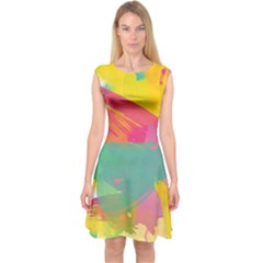 Paint Brush Capsleeve Midi Dress by Brittlevirginclothing