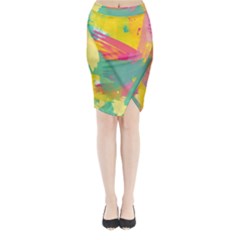 Paint Brush Midi Wrap Pencil Skirt by Brittlevirginclothing