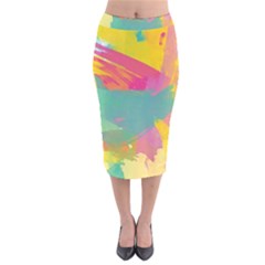 Paint Brush Velvet Midi Pencil Skirt by Brittlevirginclothing